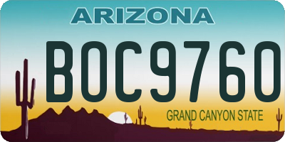 AZ license plate BOC9760