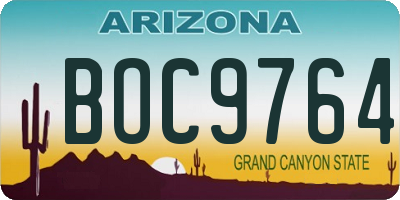 AZ license plate BOC9764