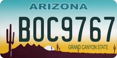 AZ license plate BOC9767