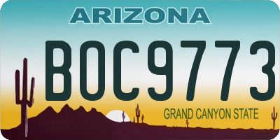 AZ license plate BOC9773