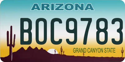 AZ license plate BOC9783