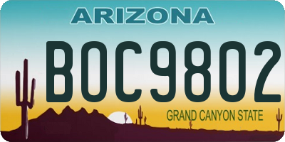 AZ license plate BOC9802