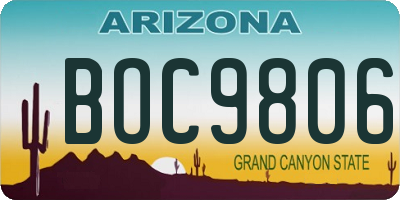 AZ license plate BOC9806