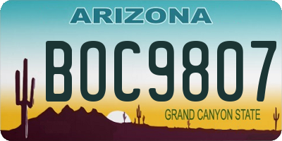 AZ license plate BOC9807
