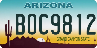 AZ license plate BOC9812