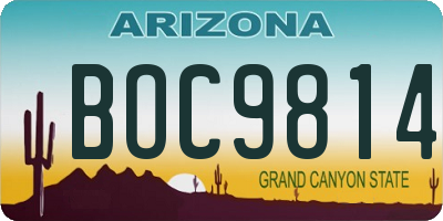 AZ license plate BOC9814