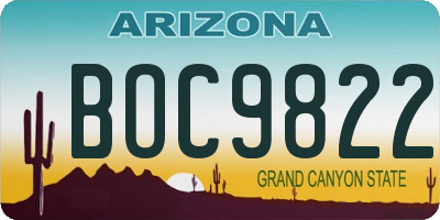 AZ license plate BOC9822