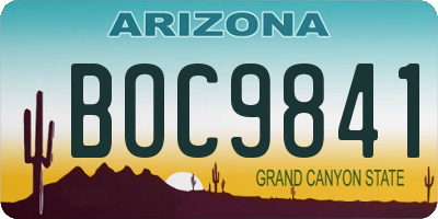 AZ license plate BOC9841