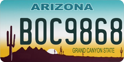AZ license plate BOC9868