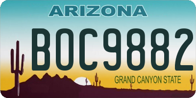 AZ license plate BOC9882