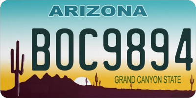 AZ license plate BOC9894