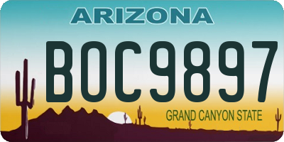 AZ license plate BOC9897