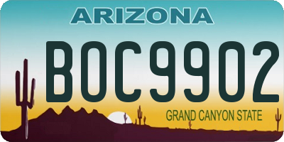 AZ license plate BOC9902
