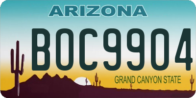 AZ license plate BOC9904
