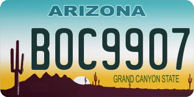 AZ license plate BOC9907