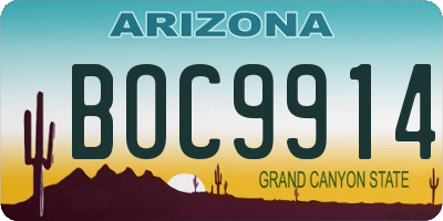 AZ license plate BOC9914