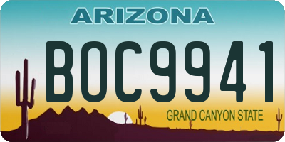 AZ license plate BOC9941