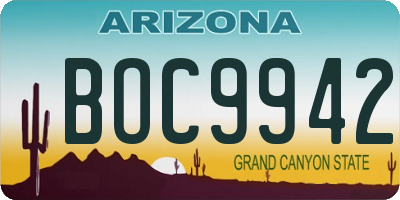 AZ license plate BOC9942