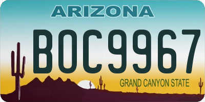 AZ license plate BOC9967