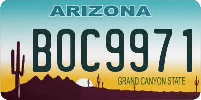 AZ license plate BOC9971