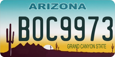 AZ license plate BOC9973