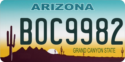 AZ license plate BOC9982