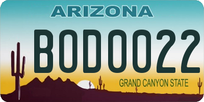 AZ license plate BOD0022