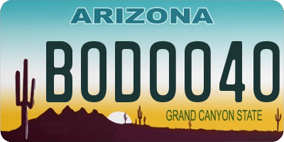 AZ license plate BOD0040