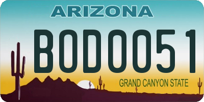 AZ license plate BOD0051