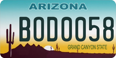 AZ license plate BOD0058