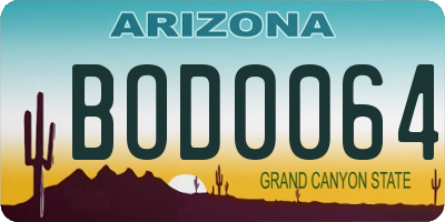 AZ license plate BOD0064