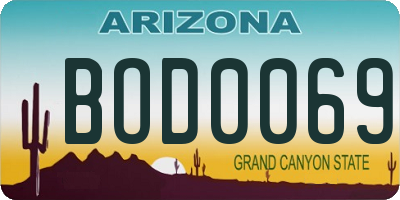 AZ license plate BOD0069