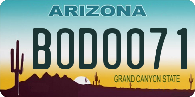 AZ license plate BOD0071
