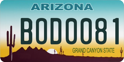 AZ license plate BOD0081