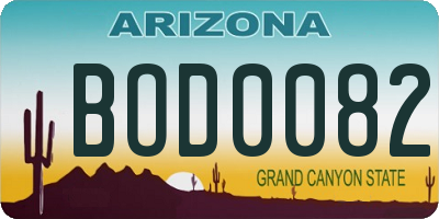 AZ license plate BOD0082