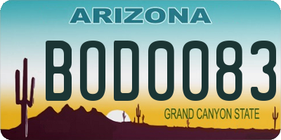 AZ license plate BOD0083