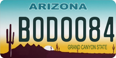 AZ license plate BOD0084