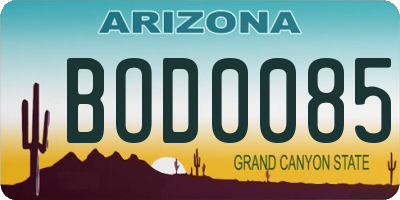 AZ license plate BOD0085