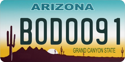AZ license plate BOD0091