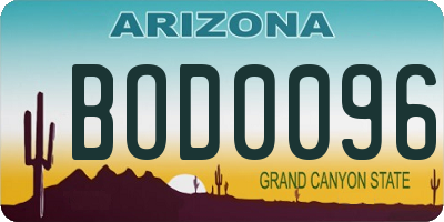 AZ license plate BOD0096