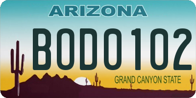 AZ license plate BOD0102