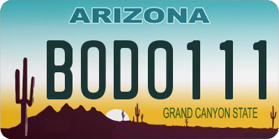 AZ license plate BOD0111