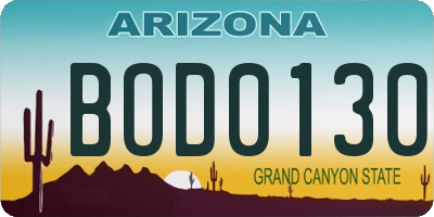 AZ license plate BOD0130