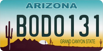 AZ license plate BOD0131