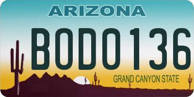 AZ license plate BOD0136
