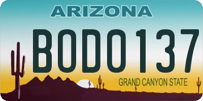AZ license plate BOD0137