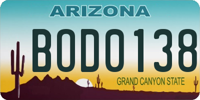 AZ license plate BOD0138