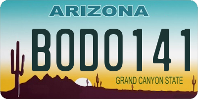 AZ license plate BOD0141