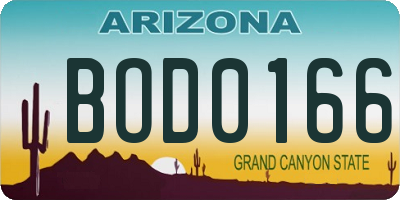 AZ license plate BOD0166
