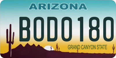 AZ license plate BOD0180